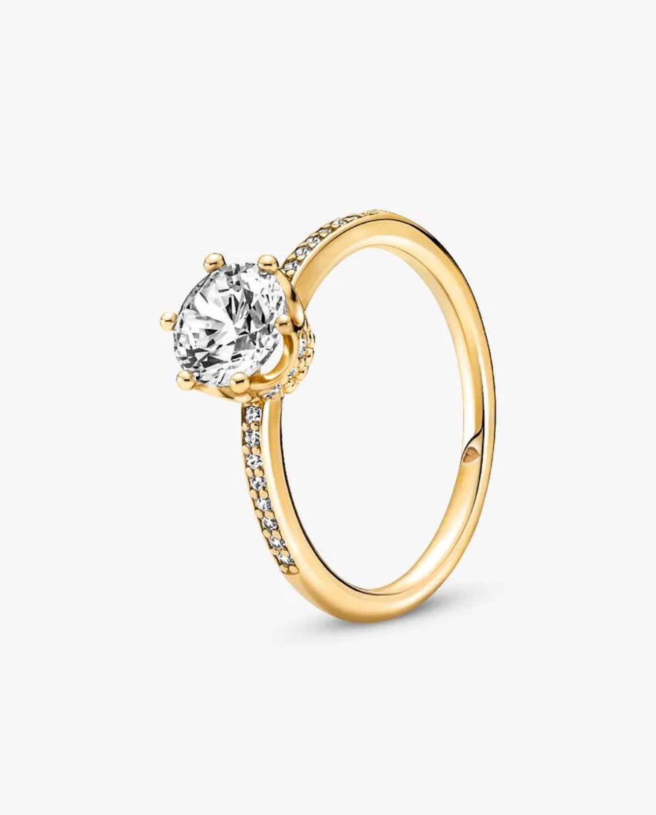 Sparkling Pink Crown Solitaire Ring
